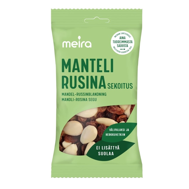 Manteli-rusinasekoitus Meira 120 g - ei lisättyä suolaa, napostele tai laita glögiin