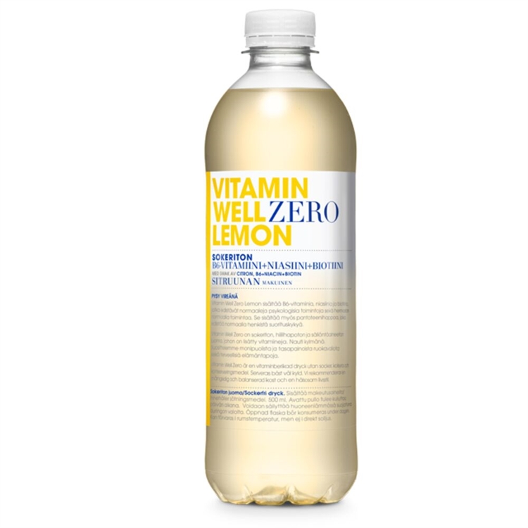 Vitamiinivesi Vitamin Well Zero Sitruuna 500 ml (ei sis panttia)