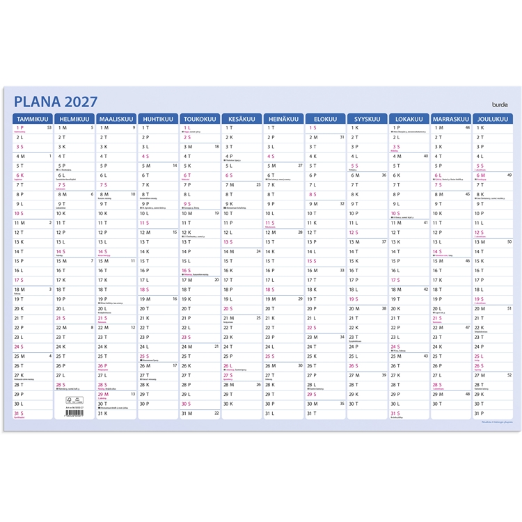 Kalenteri Seinälehti Plana 2027