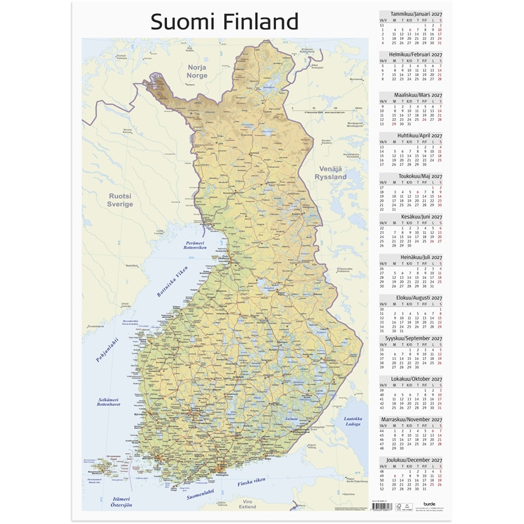 Kalenteri Seinälehti Suomen kartta 2027