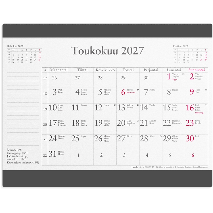 Hiirimatto kuukausikalenterilla 2027
