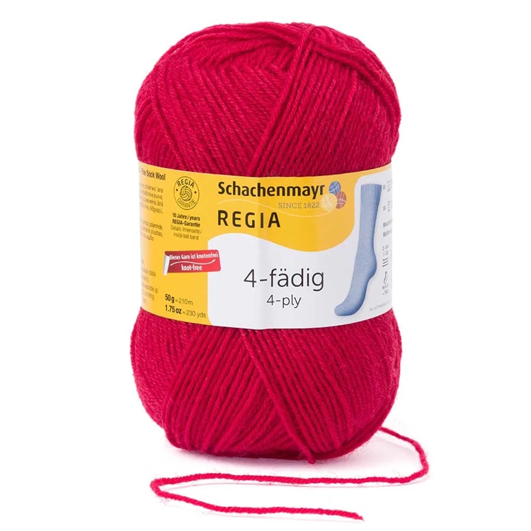 Sukkalanka Regia 50 g punainen - kulutusta kestävä, 75 % villaa 25 % polyamidia