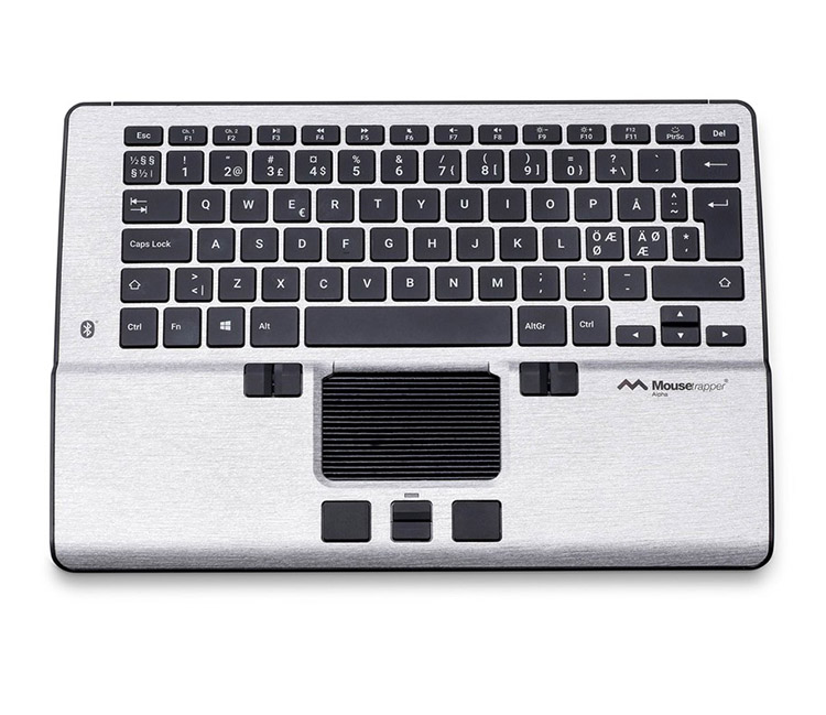 Hiiriohjain Mousetrapper Alpha harmaa/musta - integroitu näppäimistö, USB- ja Bluetooth -kytkennät