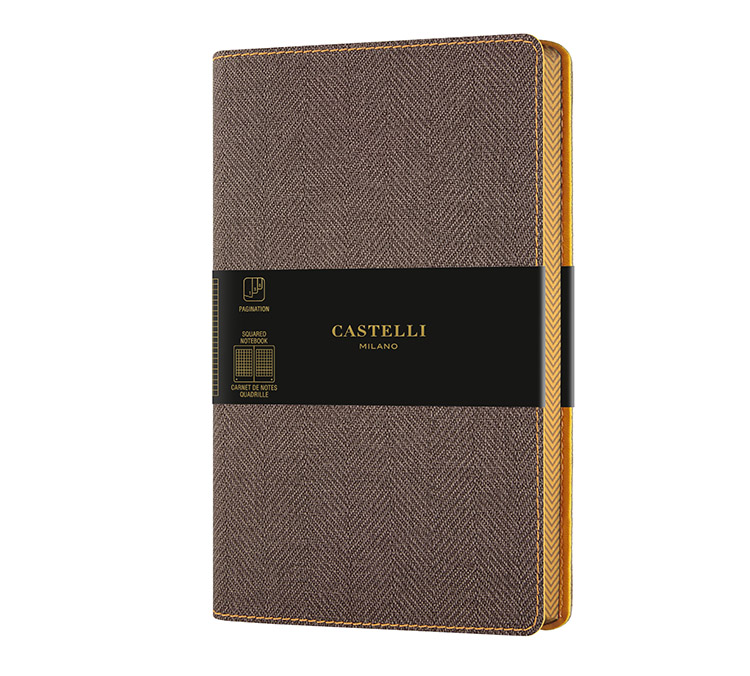 Muistikirja Castelli Milano Harris Tobacco Brown A5 ruudut 224s