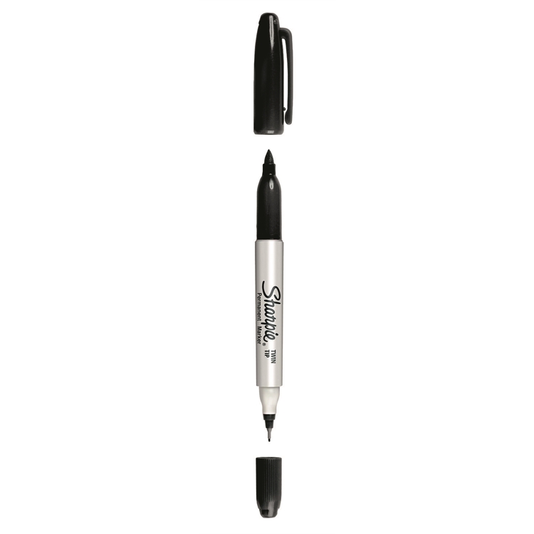 Huopakynä Sharpie Twin Tip musta EF+F - tarttuu pysyvästi useimmille pinnoille