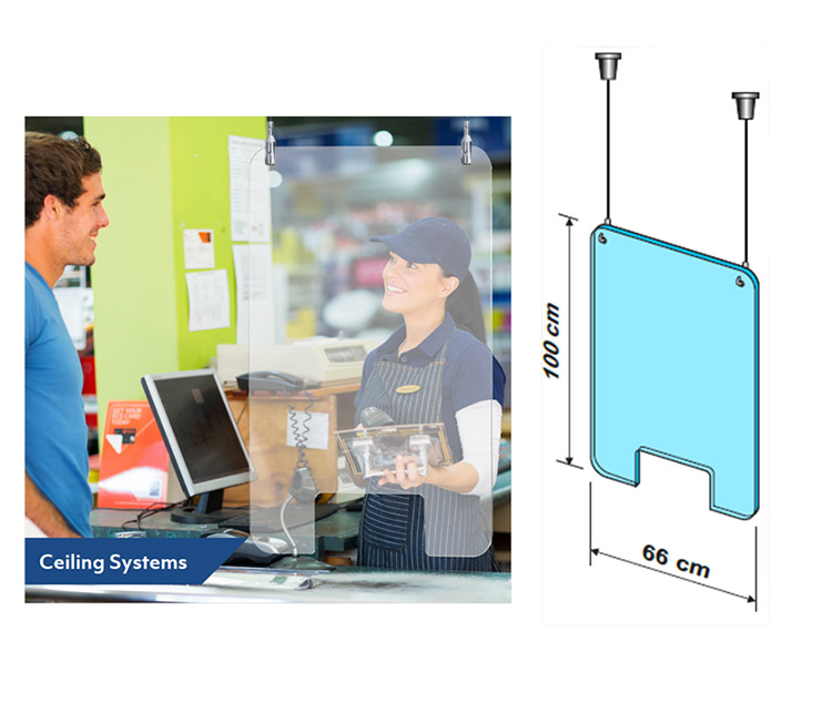 Pisarasuoja - suojapleksi ripustettava 66 x 99 cm + kiinnitys