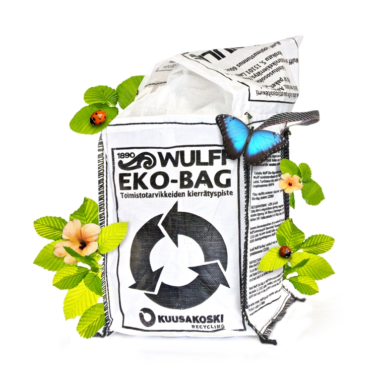 Wulff Eko-Bag toimistotarvikkeiden kierrätyssäkki - hinta sis. poiskuljetuksen ja jätemaksun