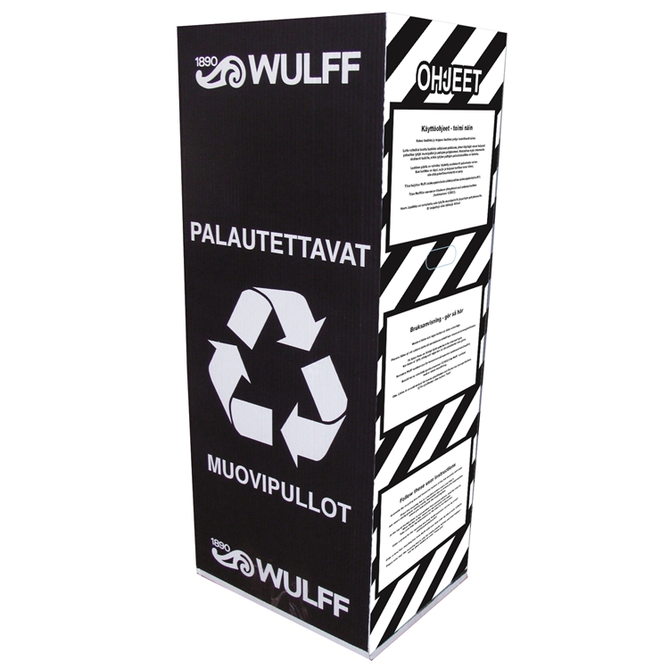 Palautuslaatikko muovipulloille ja kennoille - max 96 kpl 0,5 L muovipulloa ja 4 kennoa
