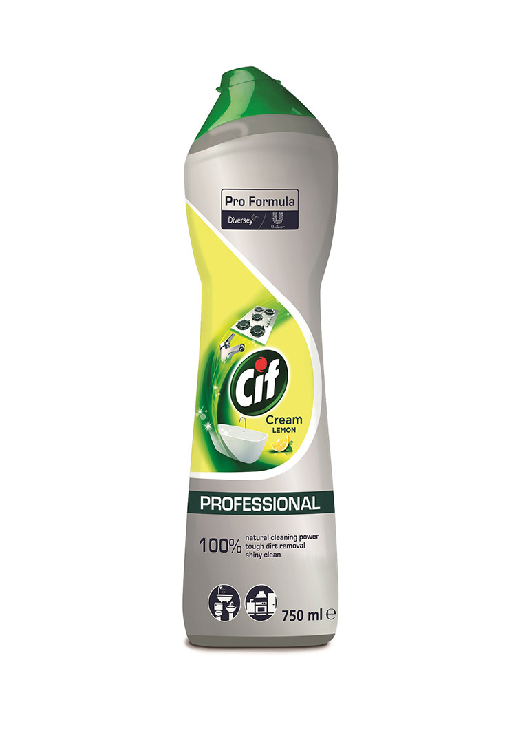 Puhdistusaine Cif Professional Cream Lemon 750ml - syvältä puhdistava ja helposti huuhtoutuva
