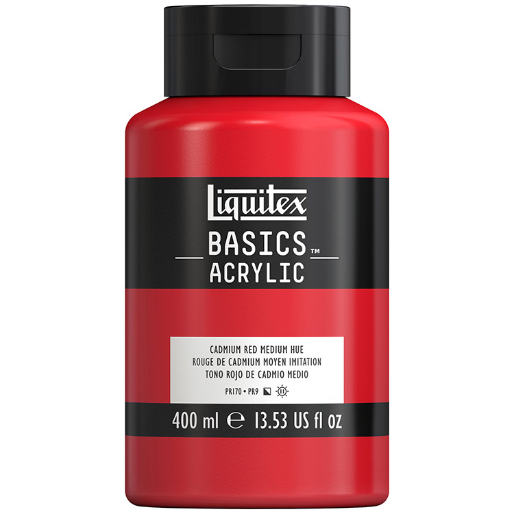 Akryyliväri Liquitex Basics kadmiuminpunainen medium 400 ml