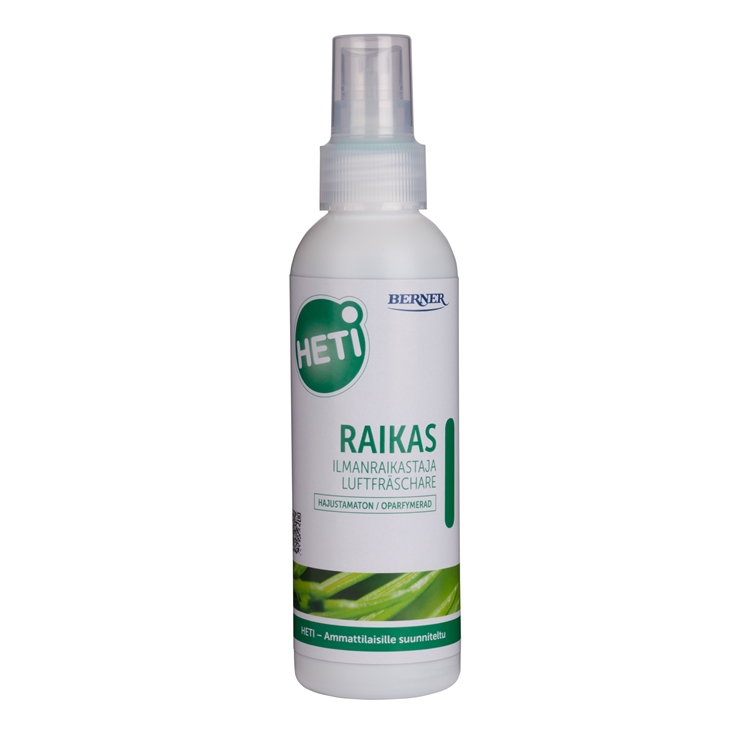 Ilmanraikastaja Heti Raikas hajustamaton 150 ml - kotimainen hajuja neutraloiva suihke, toimii HETI