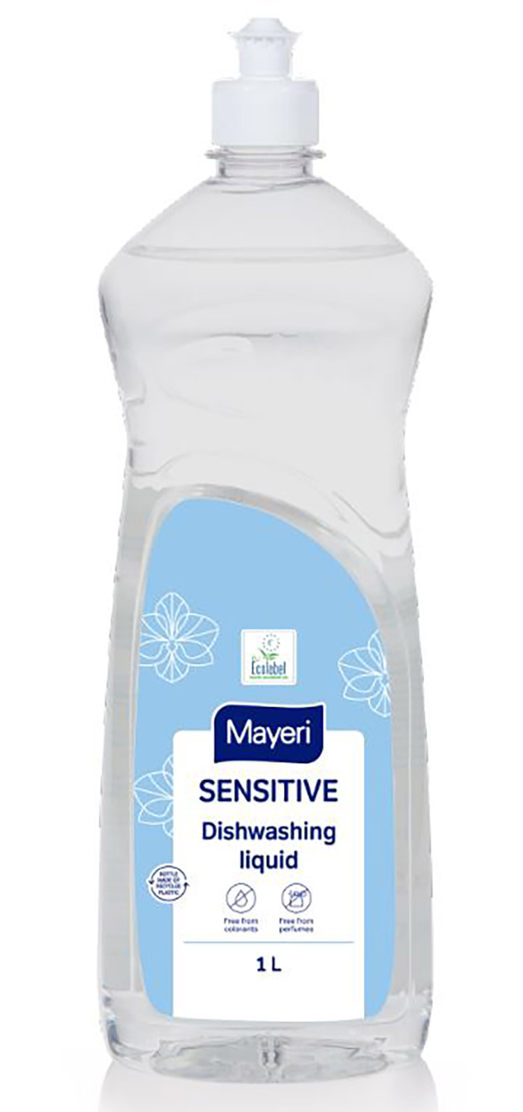 Käsitiskiaine Mayeri sensitive 1 L - hajusteeton, fosfaatiton, väriaineeton, ympäristömyötäinen