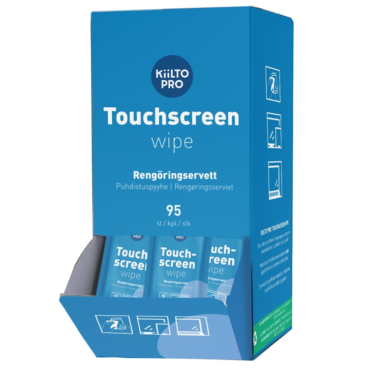 Puhdistusliina Kiilto Touchscreen 55211 /95 kpl yksittäispak - hajusteeton, desinfioiva, ei nukkaa