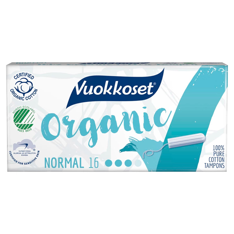 Tamponi Vuokkoset Normal Organic /16 - 100 % luomupuuvillaa