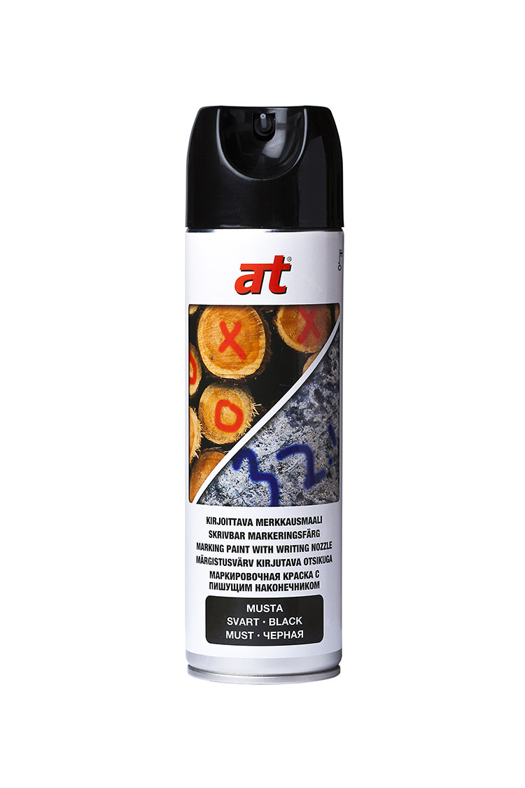 Merkkausmaali kirjoittava AT musta 650 ml - tarttuu lähes mille tahansa pinnalle, myös märälle