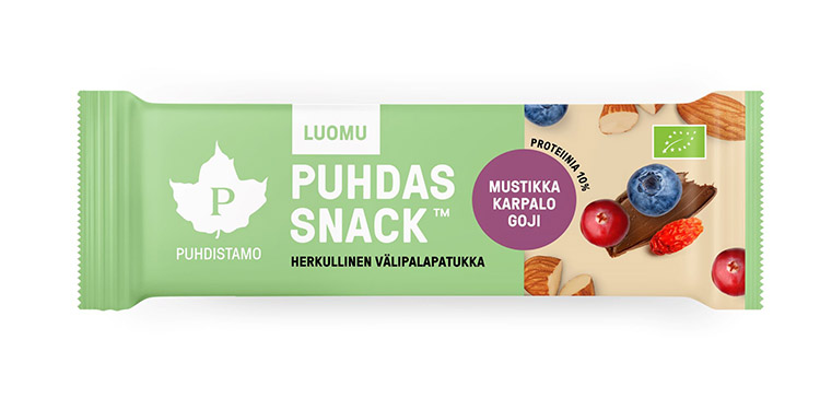 Välipalapatukka Puhdistamo Puhdas Snack Luomu Marjainen 40g - ei lisäaineita