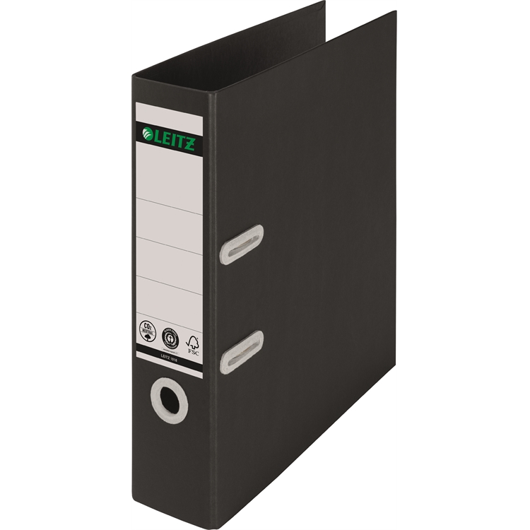 Mappi Leitz Recycle 180° A4 80mm musta - kierrätysmateriaalia, 100% kierrätettävä