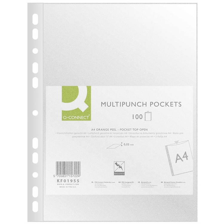 Kansiotasku Q-CONNECT A4 50 mic PP appelsiinipinta LS /100