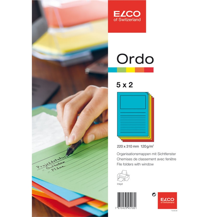 Paperikansio Elco Ordo Classico 5 värilajitelma /10 kpl