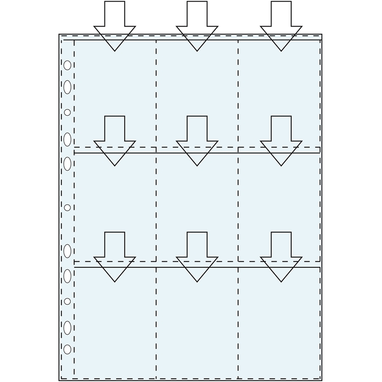 Keräilykorttitasku 7X9cm A4  PP 18 taskua /10 kpl per pussi