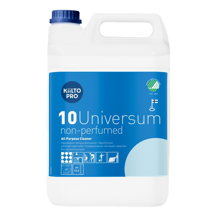 Yleispuhdistusaine Kiilto Pro 10 Universum hajusteeton 5 L - kotimainen ja Joutsenmerkitty