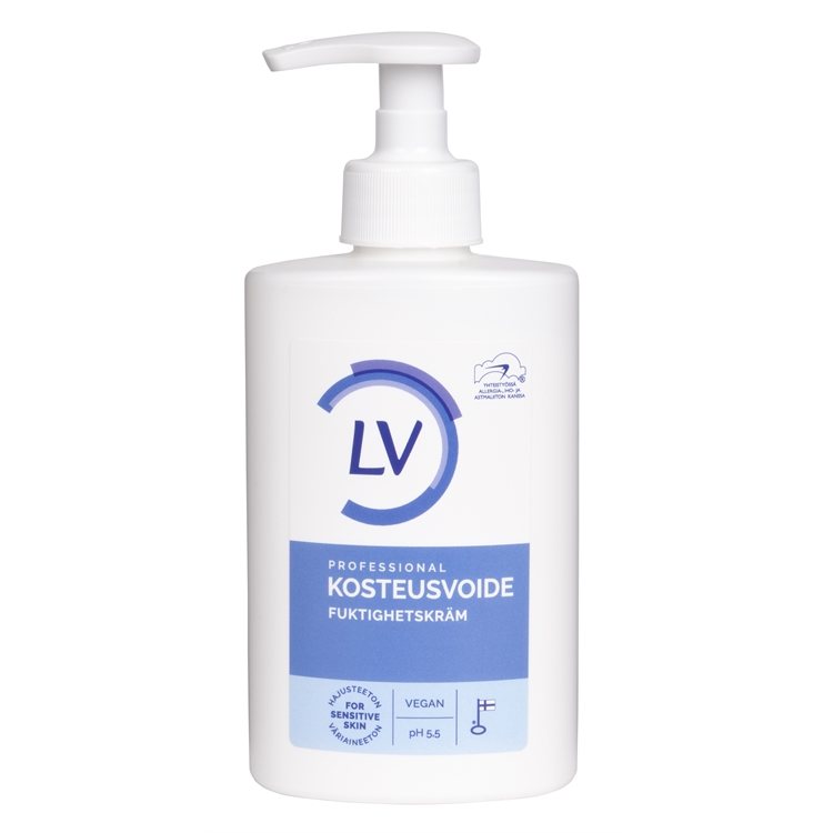 Kosteusvoide LV 300 ml pumppu - kotimainen, hajusteeton, väriaineeton ja hoitava