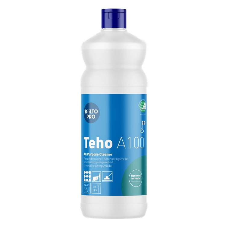 Tehopuhdistusaine Kiilto Pro Teho A 100 1 L - monikäyttöinen, koville pinnoille, tehoaa mm. nokeen