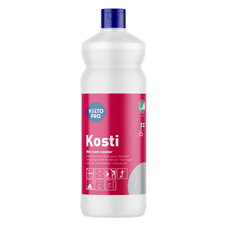 Puhdistusaine märkätiloille Kiilto Pro Kosti 1 L - kotimainen ja Joutsenmerkitty