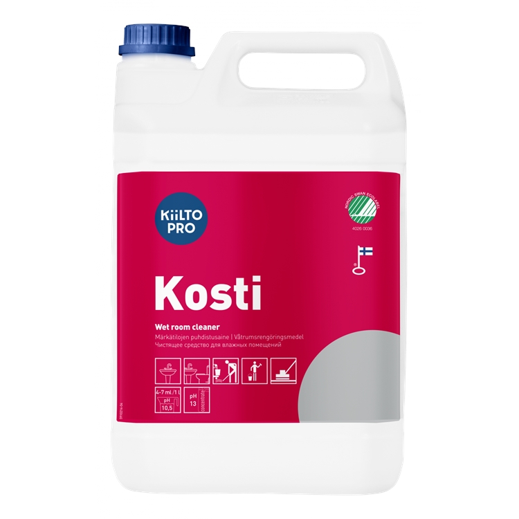 Puhdistusaine märkätiloille Kiilto Pro Kosti 5 L - kotimainen ja Joutsenmerkitty