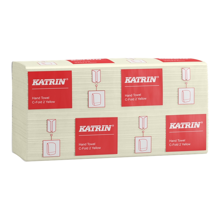 Käsipyyhe Katrin C-taitto 2-krs keltainen /16 pkt säkki - kotimainen hygieeninen käsipaperi