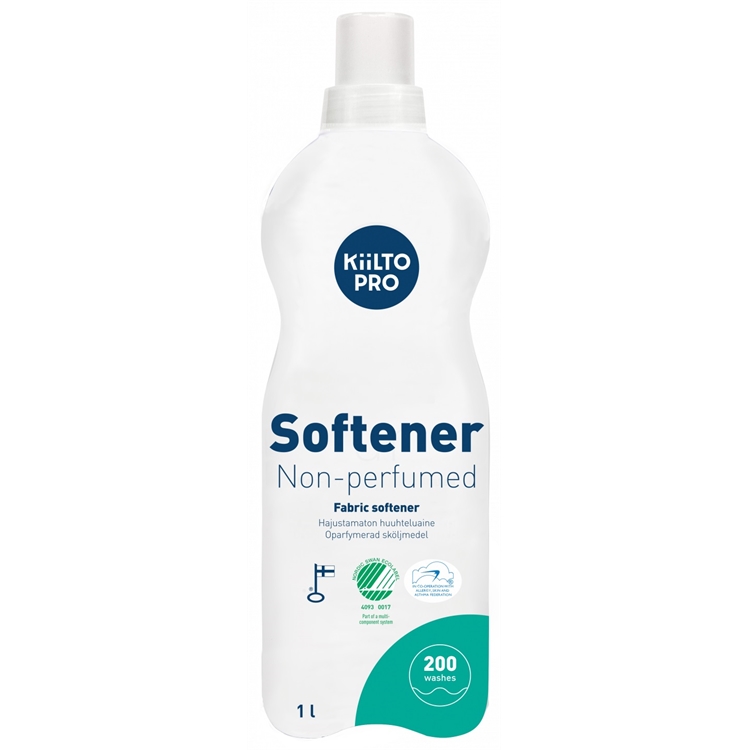Huuhteluaine Kiilto Pro Softener Non-Perfumed 1 L - kotimainen, hajusteeton, kasvipohjainen