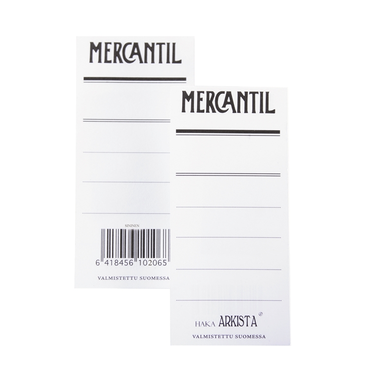 Mapin etiketti Mercantil sin /100 kpl - kaksipuolinen etiketti 8 cm leveään siniseen mappiin (EAN)