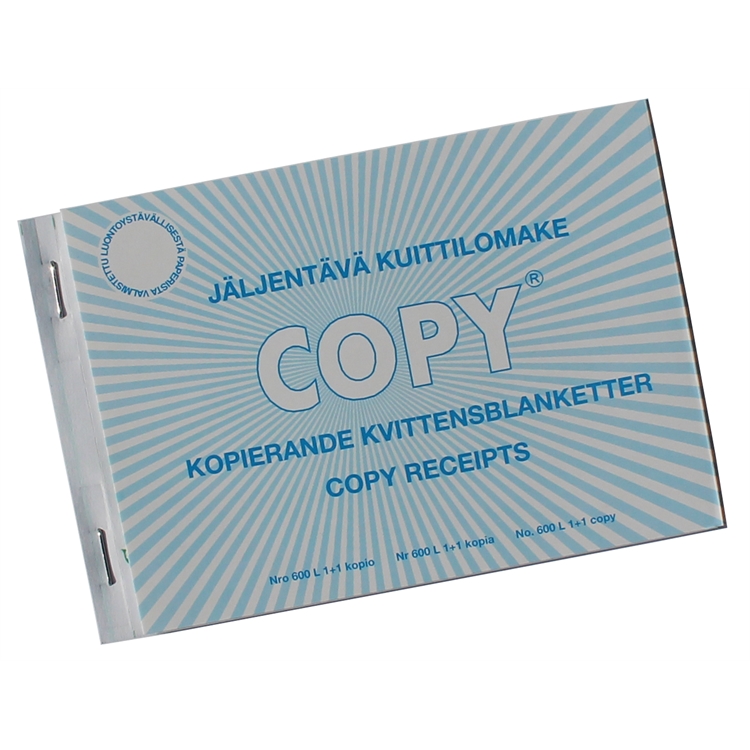Kuittilomake 600L A6 vaaka/50+50 suomi / ruotsi / englanti