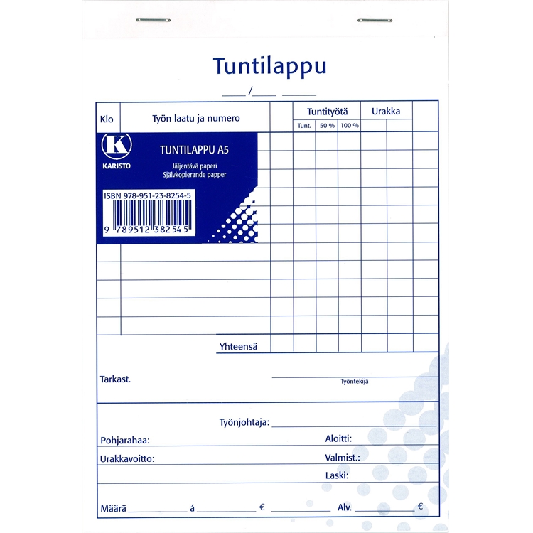 Tuntilappu 82545 A5 40 lehteä/nide jäljentävä