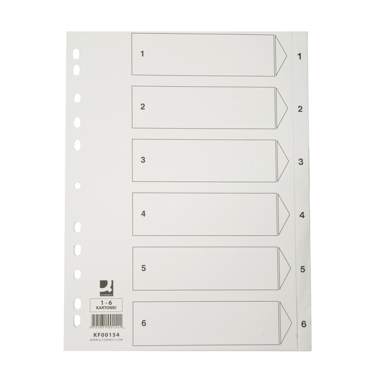 Hakemisto Q-CONNECT A4 1-6 kartonki valkoinen
