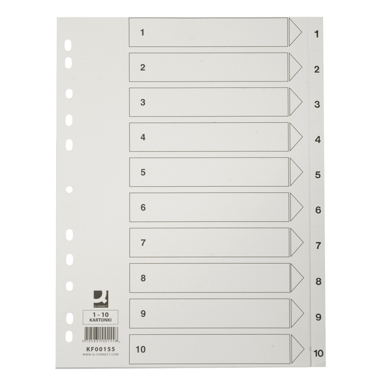Hakemisto Q-CONNECT A4 1-10 kartonki valkoinen
