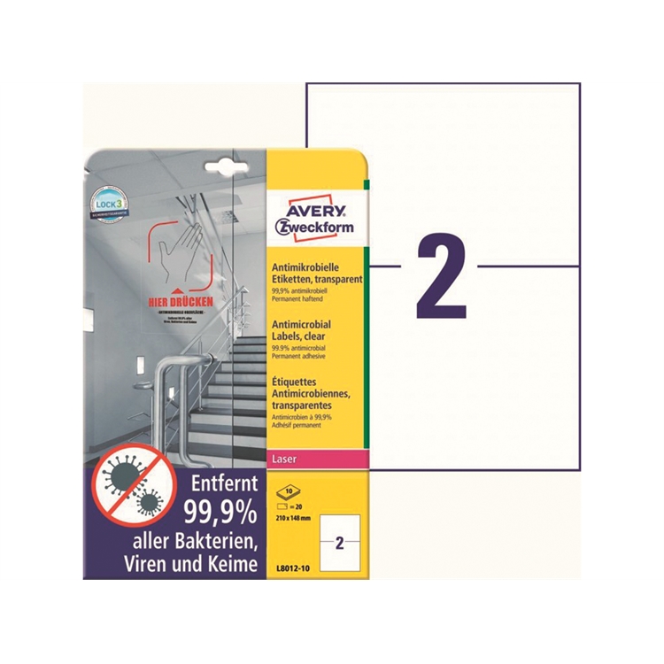 Lasertarra antibakteerinen Avery L8012-10 210x148 Läpinäkyvä
