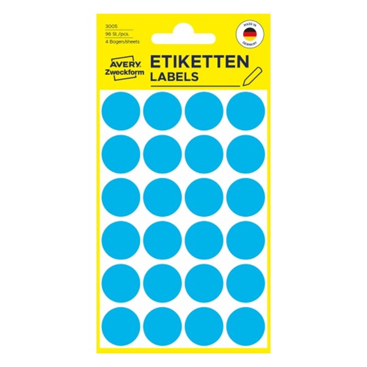 Etiketti Avery 3005 18/96 pyöreä sininen
