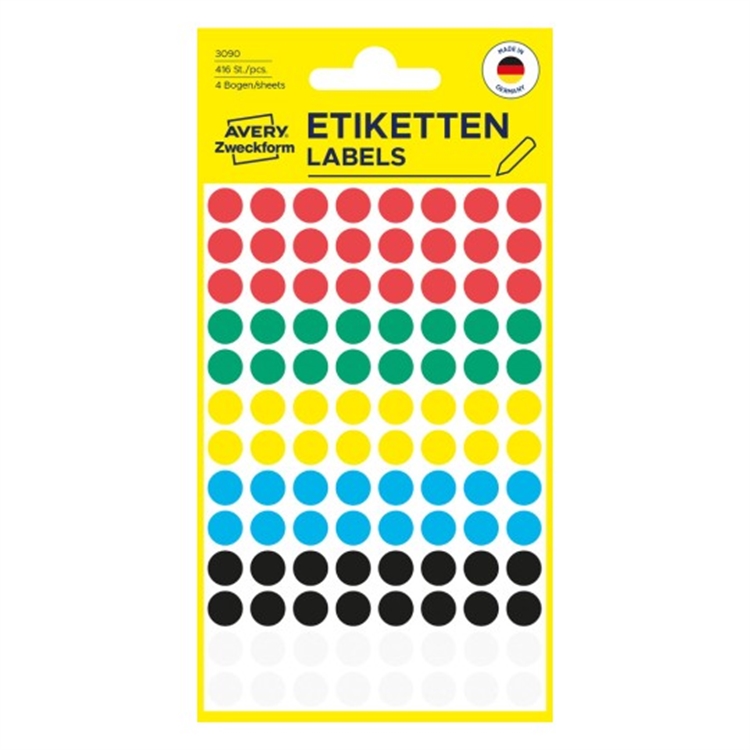 Etiketti Avery 3090 8/416 pyöreä värilajitelma