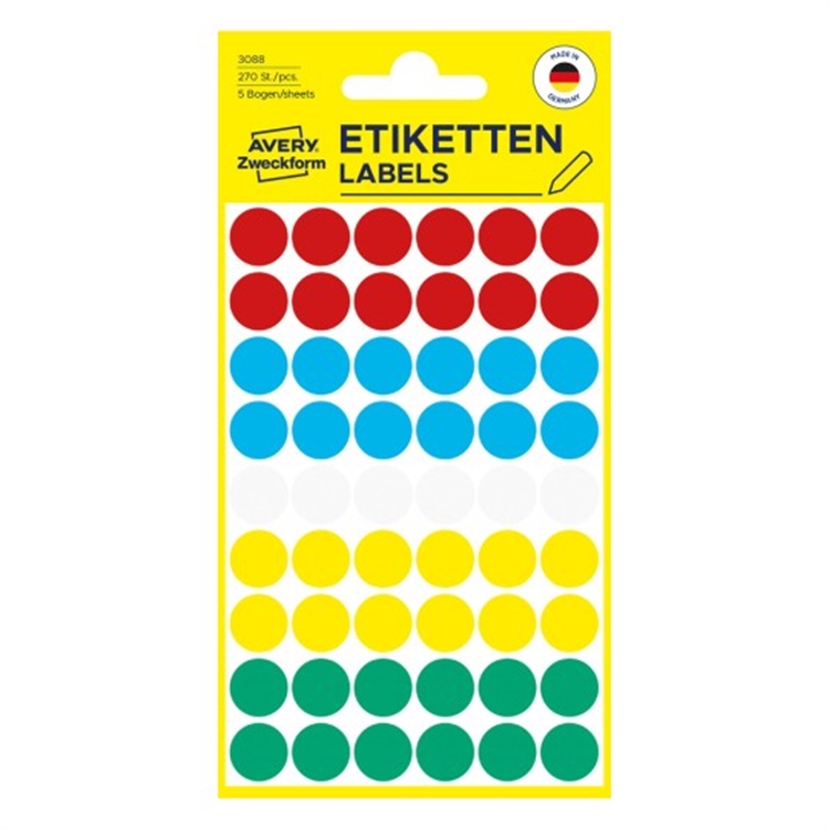 Etiketti Avery 3088 12/270 pyöreä värilajitelma