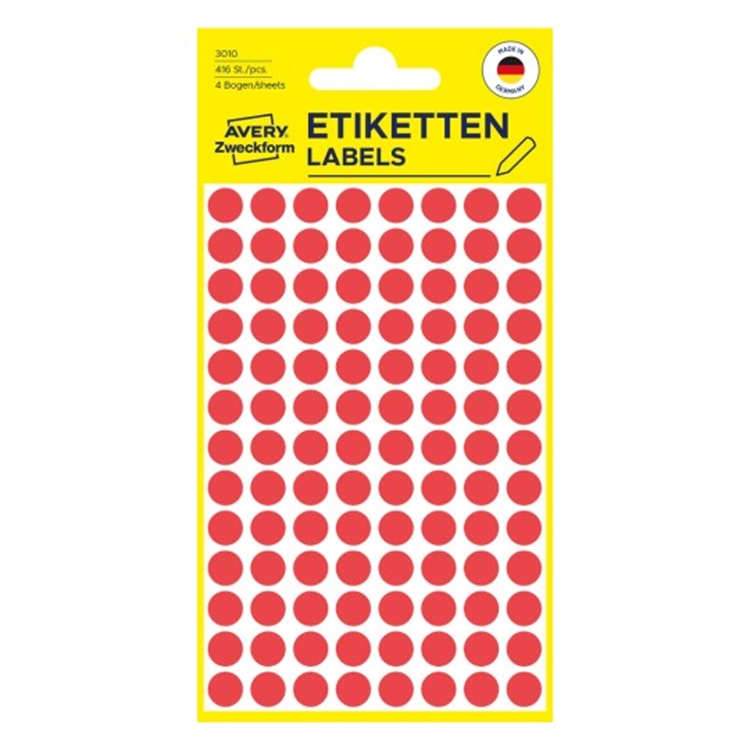 Etiketti Avery 3010 8/416 pyöreä punainen