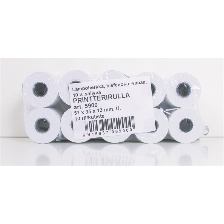 Lämpöpaperirulla 57x33/13 mm 14 m - kotimainen BPA-vapaa Jujo Thermal AP45KS-FD paperi, säilyy 10 v