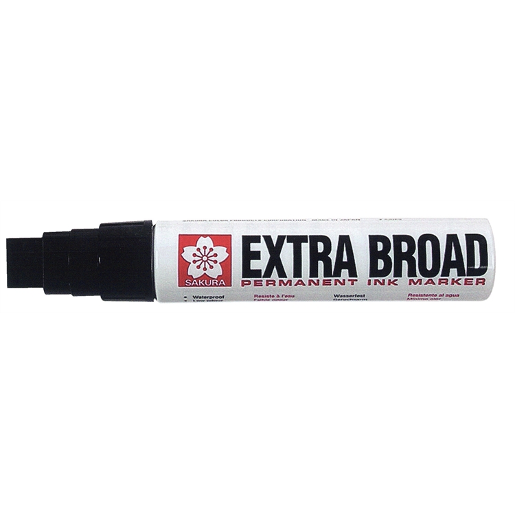 Huopakynä Sakura Extra Broad 17 mm musta - erittäin leveä, vedenkestävä, pysyvä muste