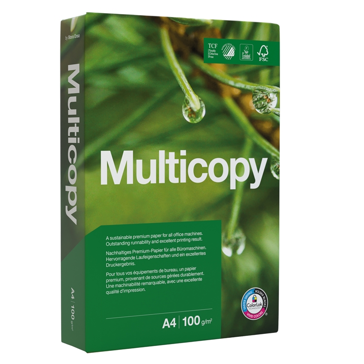 Kopiopaperi Multicopy Original A4 100g /500 - ympäristöystävällinen kirkkaanvalkoinen toimistopaperi