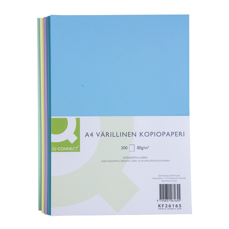 Kopiopaperi Q-CONNECT A4 80g värilajitelma vaalea /200 arkkia