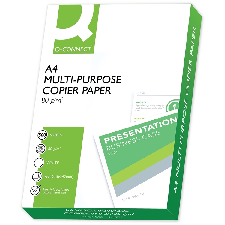 Kopiopaperi Q-CONNECT A4 80g /500 - riisin hinta 6,30 €, kun ostat 240 riisiä (48 ltk eli lava)