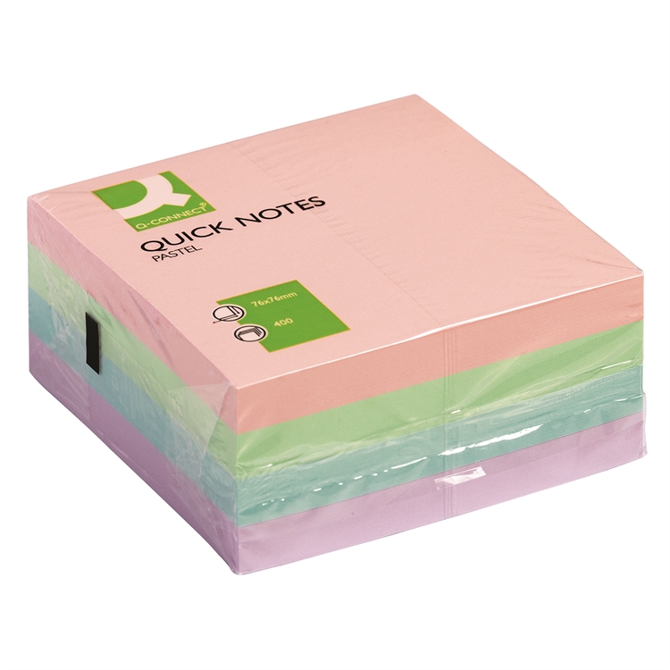 Viestilappukuutio Q-CONNECT 76x76mm pastelli - sisältää 400 viestilappua pastelliväreissä