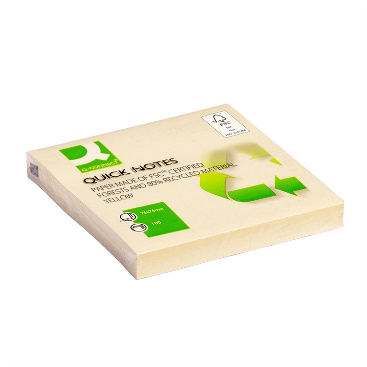 Viestilappu Q-CONNECT Recycled 76x76mm keltainen