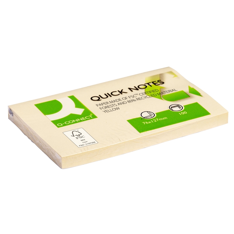 Viestilappu Q-CONNECT Recycled 76x127mm keltainen
