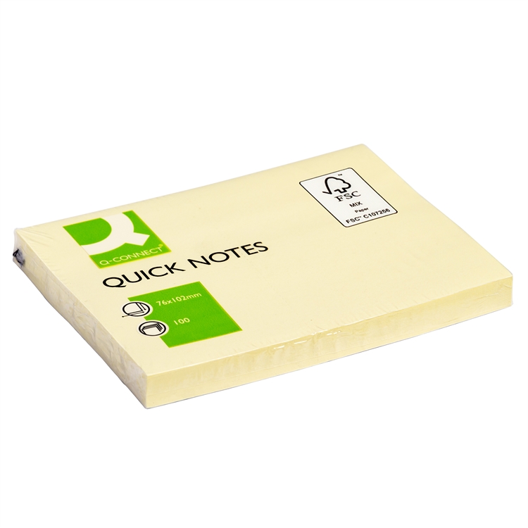Viestilappu Q-CONNECT 76x102mm FSC keltainen